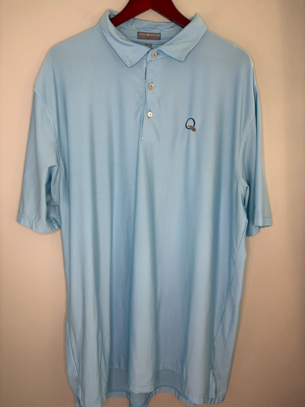 Peter Millar Polo Shirt Blue Striped Golf Performance Men’s XXL